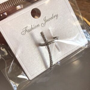 Ear cuff Silver plated Cross with Crystals Diamond fashion